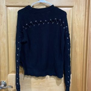 LA heart black knit sweater stick arms and back size S